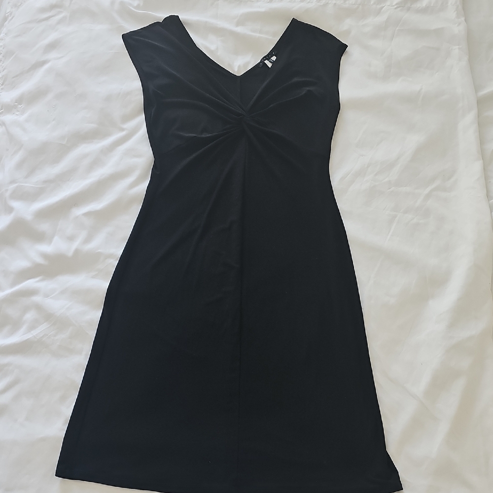 Tiana B. Black Twist-Front Midi Dress